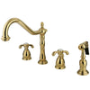 Kingston Polished Brass French Country Widespread Kitchen Faucet KB1792TXBS