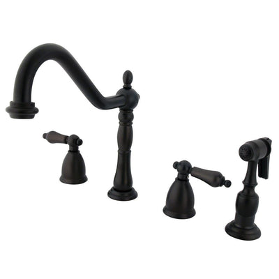 Kingston Oil Rubbed Bronze 8" Center Kitchen Faucet w Brass Sprayer KB1795ALBS