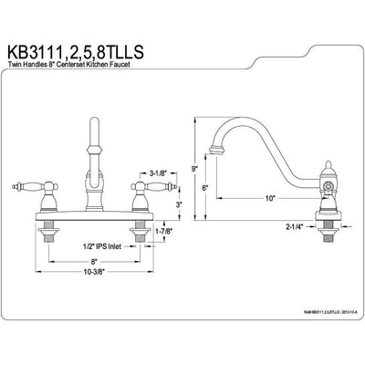 Kingston Brass Chrome Templeton 8" Kitchen Faucet Without Sprayer KB3111TLLS