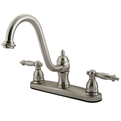 Kingston Satin Nickel Templeton 8" Kitchen Faucet Without Sprayer KB3118TLLS