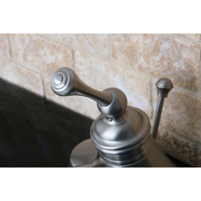 Kingston Satin Nickel Single Handle 4" Centerset Bathroom Faucet KB3548BL
