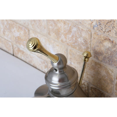 Kingston Satin Nickel / Polished Brass 1 Hdl Centerset Bathroom Faucet KB3549BL