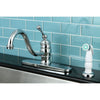 Kingston Chrome Single Handle 8" Kitchen Faucet w Non-Metallic Sprayer KB3571BL