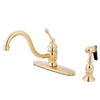 Kingston Polished Brass Single Handle 8" Kitchen Faucet With Brass Sprayer