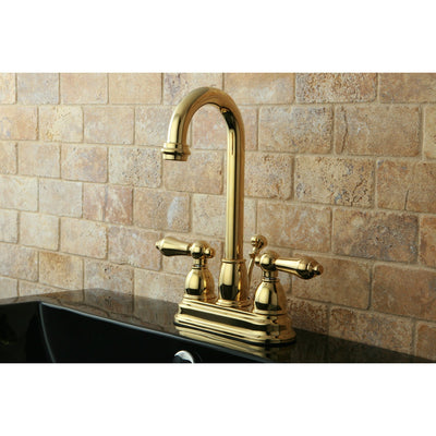 Kingston Polished Brass 2 handle 4" Centerset Bathroom Faucet w Drain KB3612AL