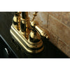 Kingston Polished Brass 2 handle 4" Centerset Bathroom Faucet w Drain KB3612AL