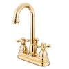 Kingston Polished Brass 2 handle 4" Centerset Bathroom Faucet w Drain KB3612AX
