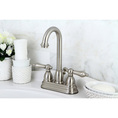 Kingston Satin Nickel 2 handle 4" Centerset Bathroom Faucet with Pop-up KB3618AL