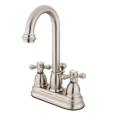 Kingston Satin Nickel 2 handle 4" Centerset Bathroom Faucet with Pop-up KB3618AX