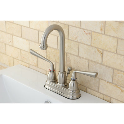 Kingston Silver Sage Satin Nickel 4" Centerset Bathroom Faucet W/Pop-Up KB3618ZL