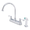 Kingston Brass Chrome Two Handle 8" Kitchen Faucet with White Sprayer KB3751BL