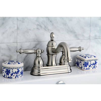 Kingston Satin Nickel Templeton 4" Centerset Bathroom Faucet W/Pop-Up KB3908TL