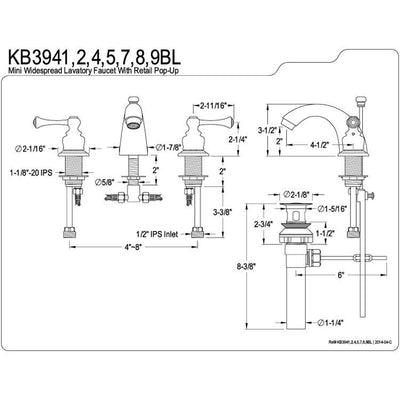 Kingston Satin Nickel/Polished Brass Mini Widespread Bathroom Faucet KB3949BL