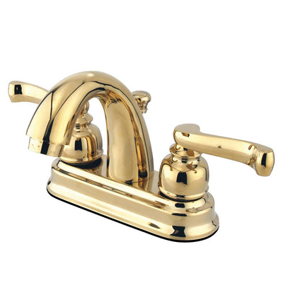 Kingston Polished Brass 2 Handle 4" Centerset Bathroom Faucet w Drain KB5612FL