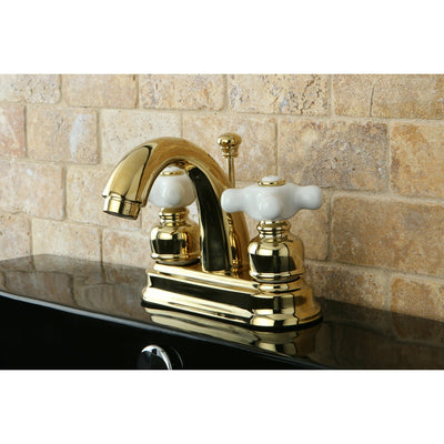 Kingston Polished Brass 2 Handle 4" Centerset Bathroom Faucet w Drain KB5612PX