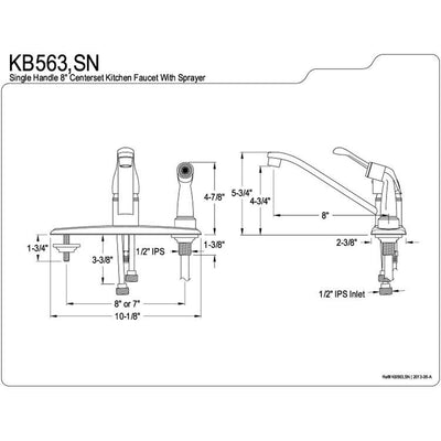 Kingston Brass Satin Nickel Single Handle Kitchen Faucet With Sprayer KB563SN