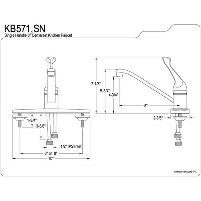 Kingston Brass Satin Nickel Single Handle Kitchen Faucet KB571SN