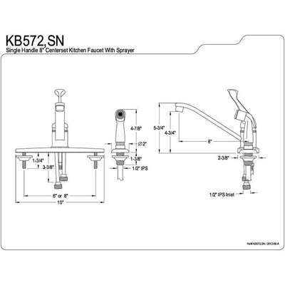 Kingston Satin Nickel Single Handle Kitchen Faucet With Black Sprayer KB572SN