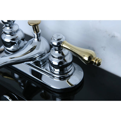 Kingston Chrome/Polished Brass 4" Centerset Bathroom Faucet w Pop-up KB604AL