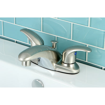 Kingston Satin Nickel 2 Handle 4" Centerset Bathroom Faucet w Drain KB6628LL