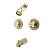 Kingston Brass Polished Brass 2 Handle Tub and Shower Combination Faucet KB662PX