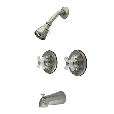 Kingston Brass Satin Nickel 2 Handle Tub and Shower Combination Faucet KB668PX