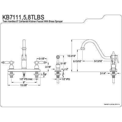 Kingston Brass Chrome Templeton 8" Kitchen Faucet With Brass Sprayer KB7111TLBS