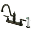 Kingston Oil Rubbed Bronze Templeton 8" Kitchen Faucet With Sprayer KB7115TL