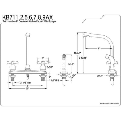 Kingston Brass Satin Nickel High Arch Kitchen Faucet With White Sprayer KB718AX