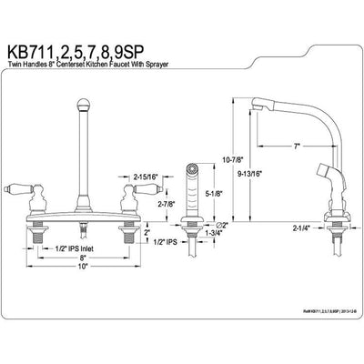 Kingston Brass Satin Nickel High Arch Kitchen Faucet With Sprayer KB718SP