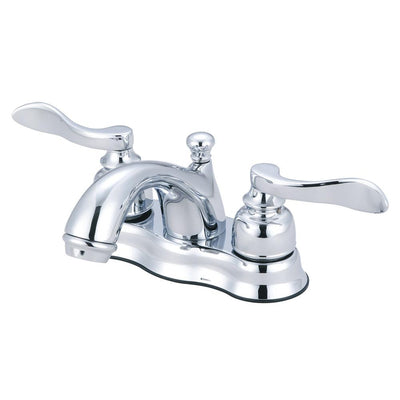 Kingston Chrome NuWave French 4" centerset bathroom faucet w/ drain KB7621NFL
