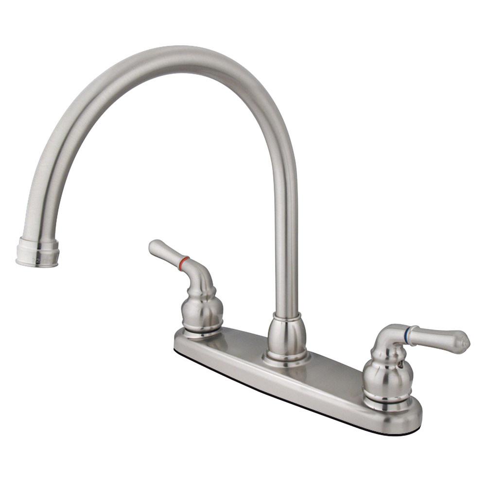 Kingston Satin Nickel Magellan high arch 8" kitchen faucet KB798LS