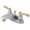 Kingston Chrome/Polished Brass 4" Centerset Bathroom Faucet w Pop-up KB8624FL