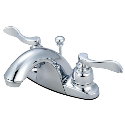 Kingston Brass Chrome NuWave French centerset bathroom faucet w drain KB8641NFL