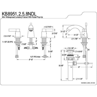 Kingston Polished Brass NuvoFusion Mini Widespread bathroom Faucet KB8952NDL