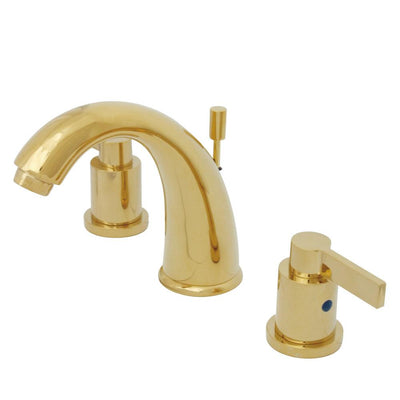Polished Brass NuvoFusion Goose Neck Spout Widespread bathroom Faucet KB8982NDL