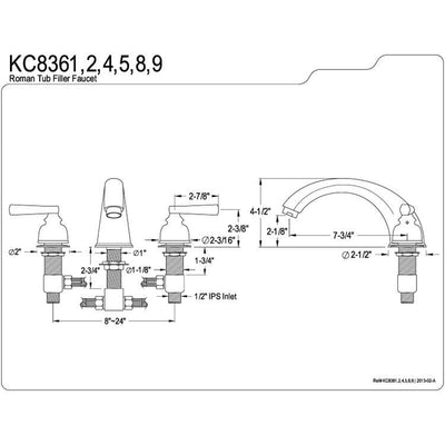 Kingston Brass Chrome Royale Two Handle Roman Tub Filler Faucet KC8361