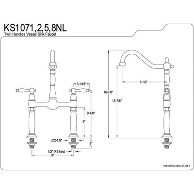 Kingston Brass Polished Brass Two Handle Vessel Sink Faucet KS1072NL