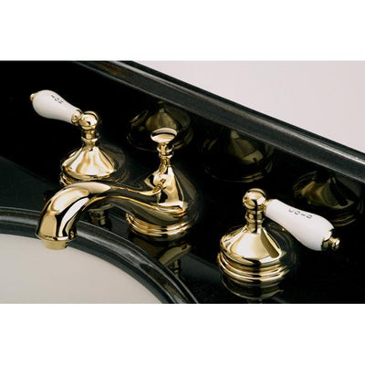 Kingston Polished Brass 2 Handle Widespread Bathroom Faucet w Pop-up KS1162PL