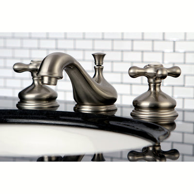 Kingston Satin Nickel 2 Handle Widespread Bathroom Faucet w Pop-up KS1168AX