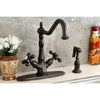 Kingston Oil Rubbed Bronze 2 Handle 1 Hole Kitchen Faucet w Spray KS1235AXBS