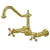 Kingston Brass Cross Handle Polished Brass Wall Mount Kitchen Faucet KS1242AX