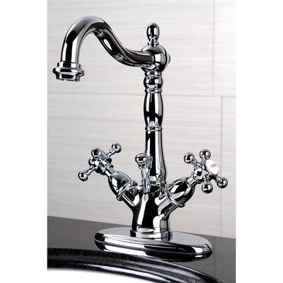 Kingston Brass Chrome 2 Handle Single Hole Bathroom Faucet w Pop-up KS1431BX