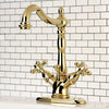 Kingston Polished Brass 2 Handle Single Hole Bathroom Faucet w Drain KS1432AX