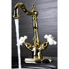 Kingston Polished Brass 2 Handle Single Hole Bathroom Faucet w Drain KS1432PX
