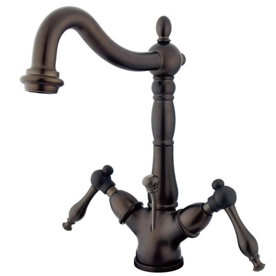 Kingston Oil Rubbed Bronze 2 Handle Single Hole Bathroom Faucet w Drain KS1435NL