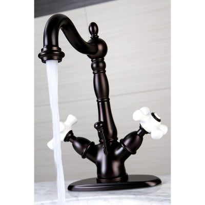 Kingston Oil Rubbed Bronze 2 Handle Single Hole Bathroom Faucet w Drain KS1435PX