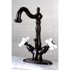 Kingston Oil Rubbed Bronze 2 Handle Single Hole Bathroom Faucet w Drain KS1435PX