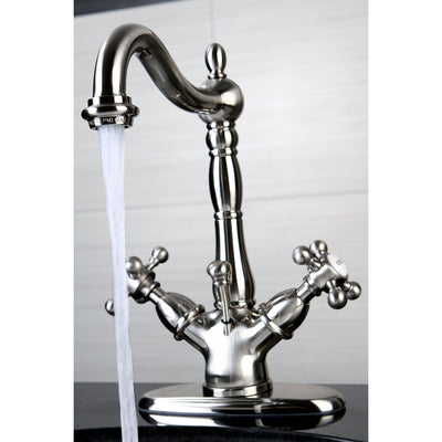 Kingston Satin Nickel 2 Handle Single Hole Bathroom Faucet w Drain KS1438BX
