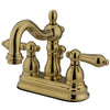 Kingston Polished Brass 2 Handle 4" Centerset Bathroom Faucet w Pop-up KS1602AL